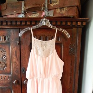 TOBI blush babydoll chiffon dress lace top NWT